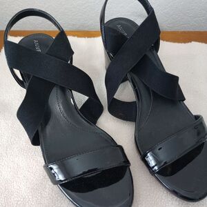 Anne Klein Rayna Sandal, Women's Size 8.5 M, Patent Black